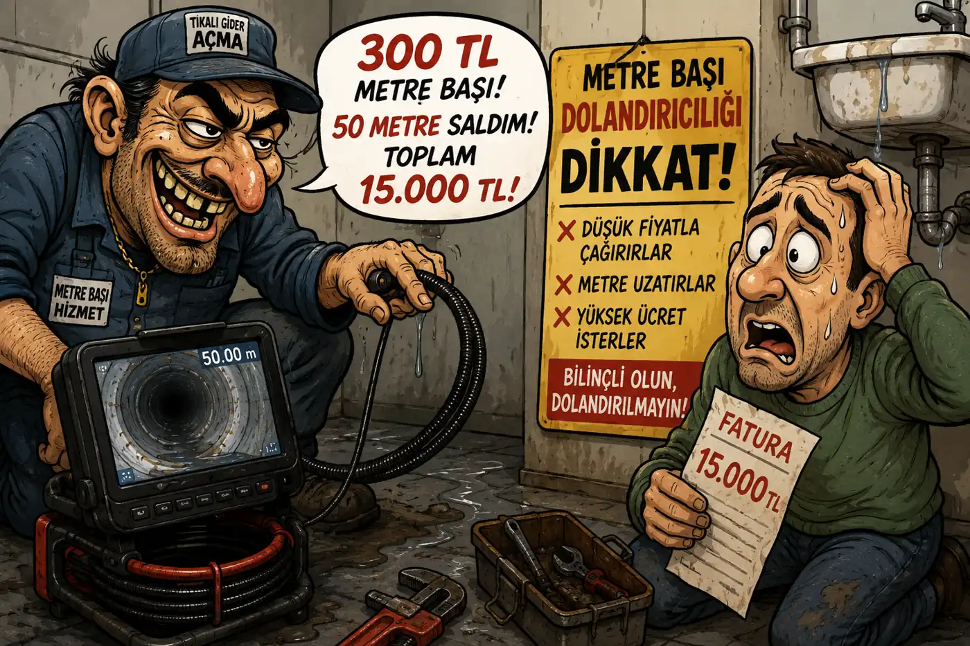 metre başı tıkalı boru açanlara dikkat