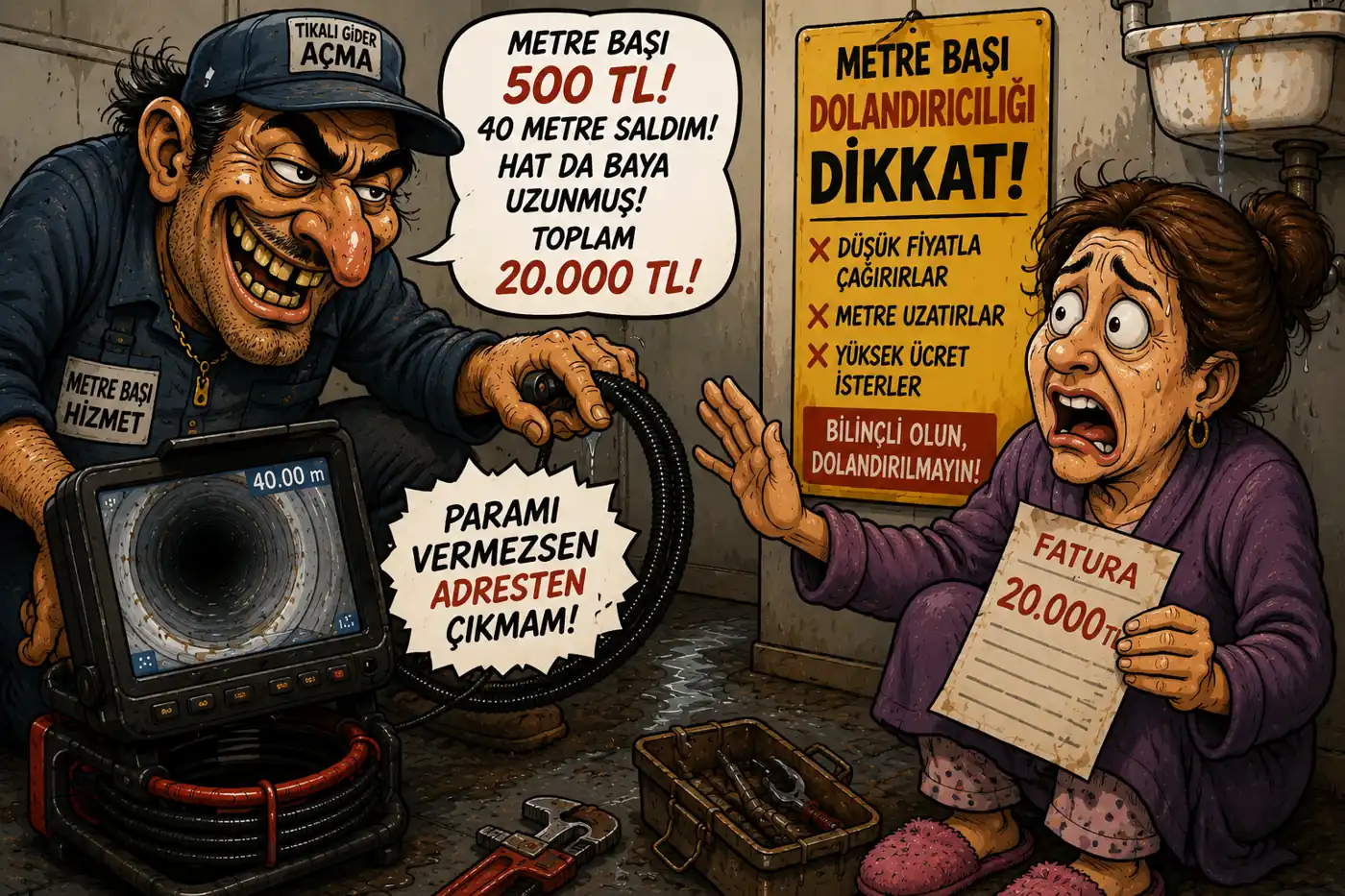 metre başı tıkalı boru açanlara dikkat